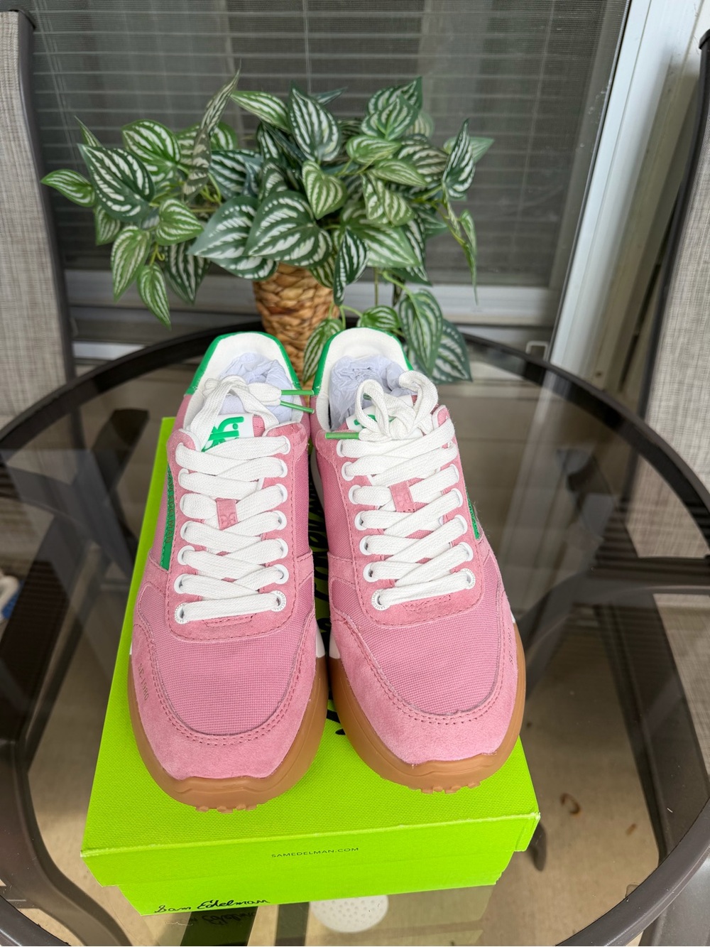 Sam Edelman Pink & Green Women's Sneakers